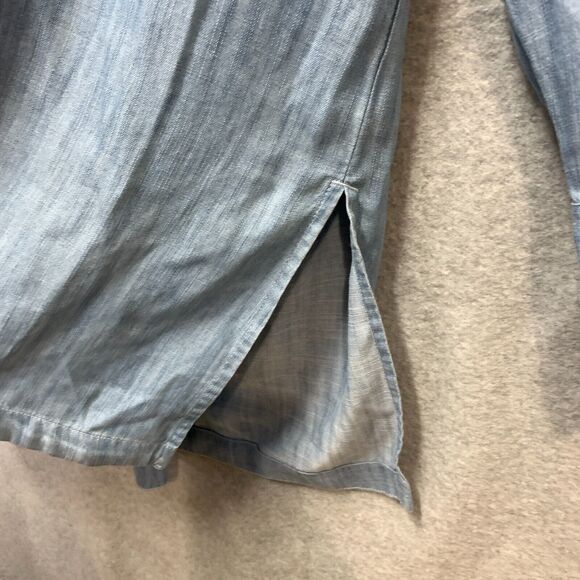 Soft Surroundings Top Sz XL 18 Blue Chambray Tunic Button Revellet Lagenlook NEW - Picture 13 of 16